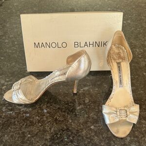 Manolo Blahnik Metallic Silver Heels